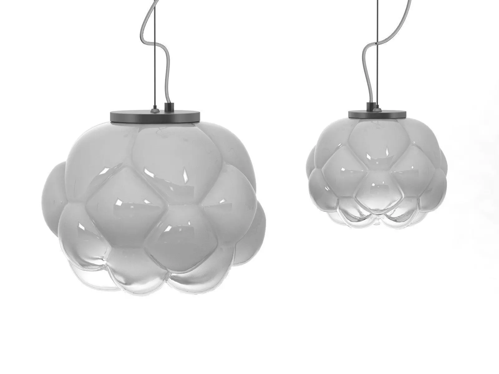 Cloudy pendant light with shade 3D model_0