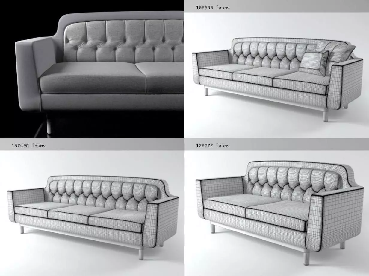 Onkel seater sofa in mustard 3D model_8