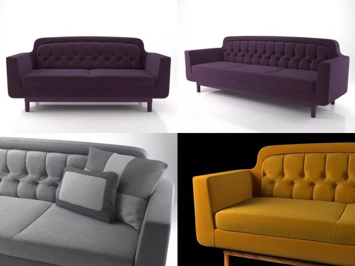 Onkel seater sofa in mustard 3D model_7