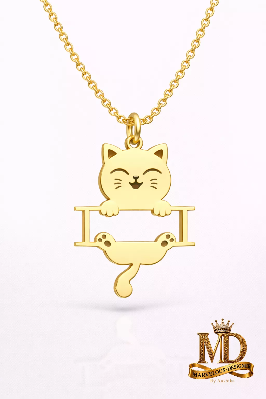 Cute Cat Swing Charm Pendant 3D print model