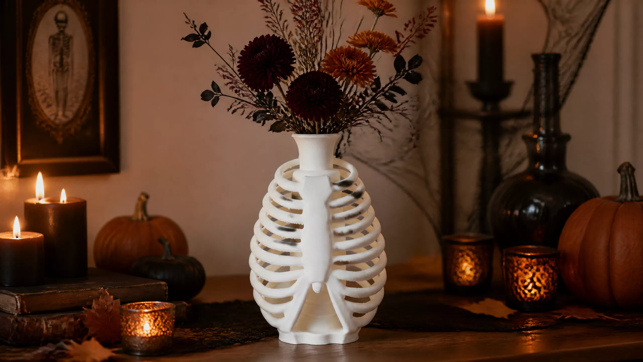 Skeleton Rib Cage Vase Gothic Flower Vase 3D print model