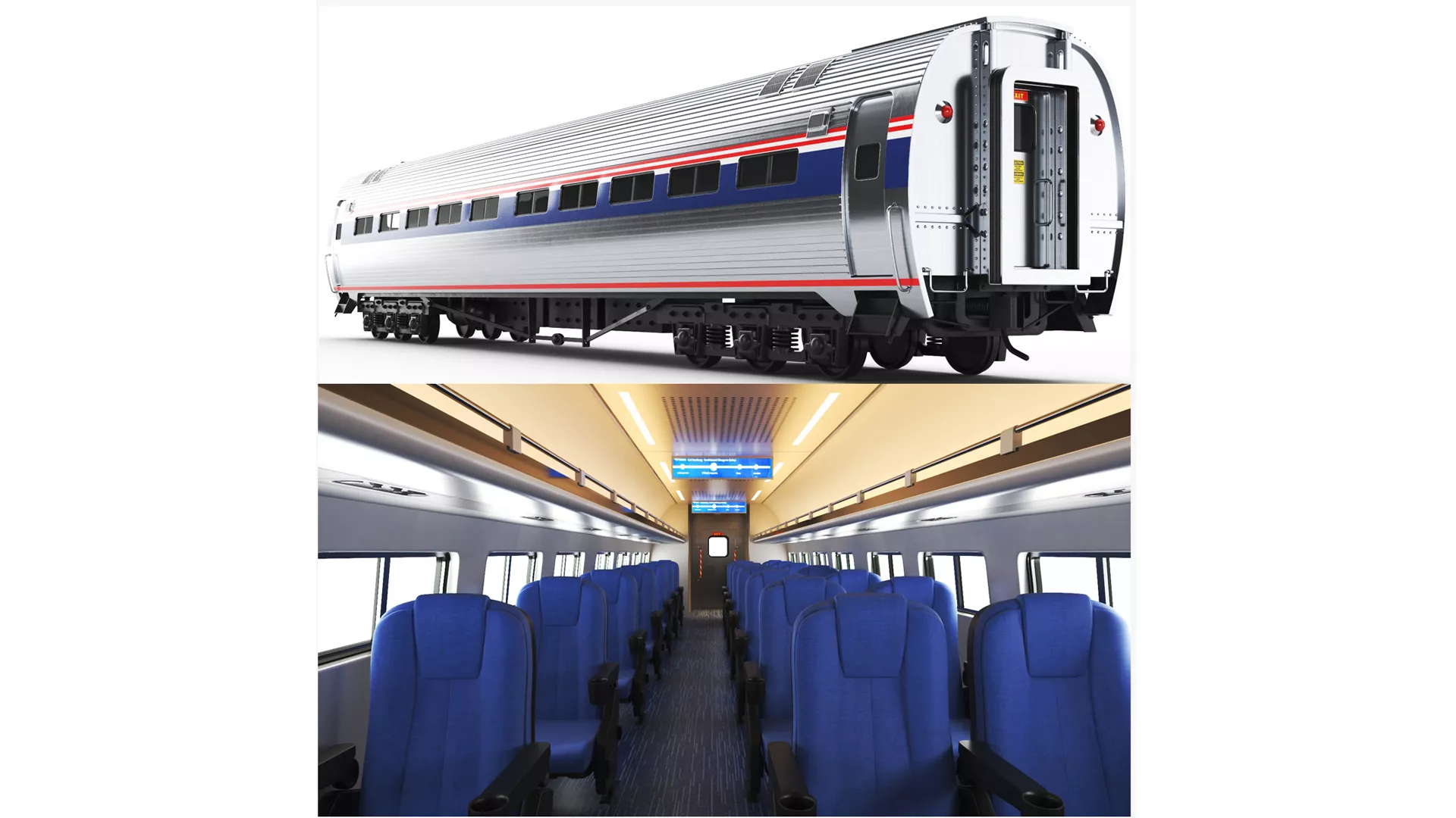Passenger Train Car With Interior 3D model