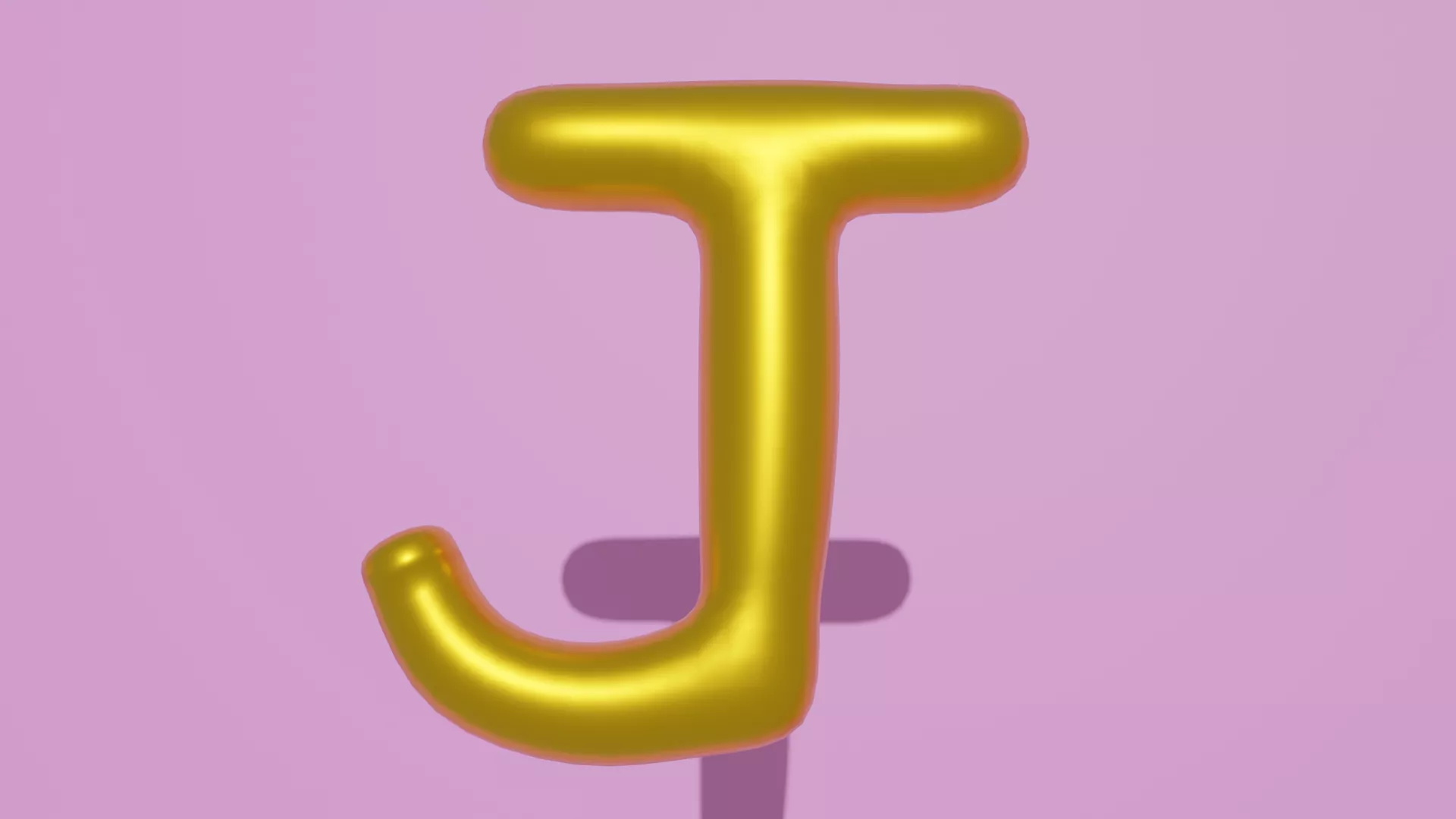 3D Golden Balloon Letter J Shiny Party Decoration Low-poly 3D model