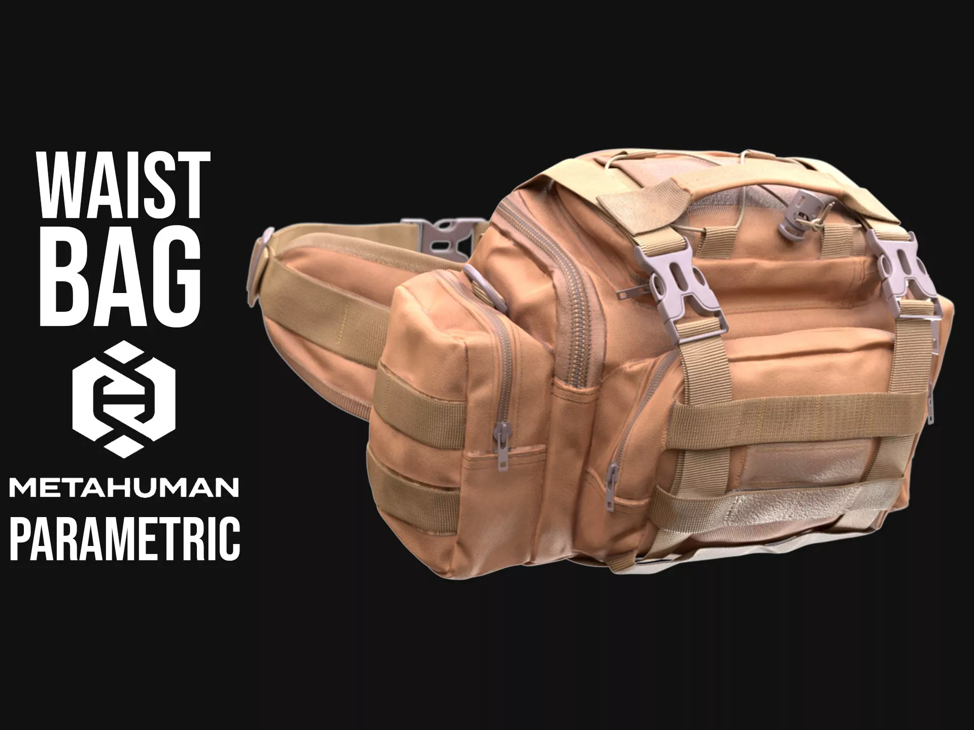 Tactical Waist Bag for Metahuman 15 - MHPKG Low-poly 3D model