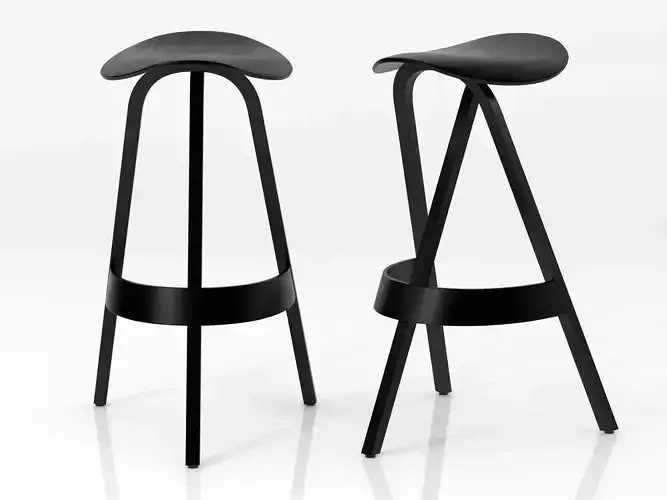 404 H pair of wooden bar stools 3D model