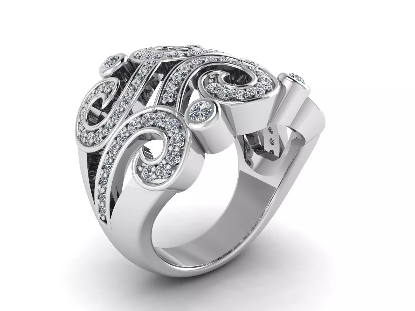 kengkod05 elegant diamond ring gold 3D print model_0