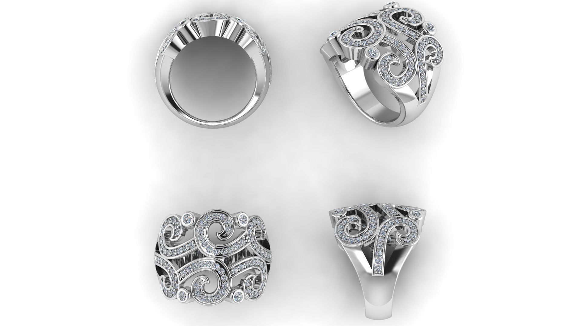 kengkod05 elegant diamond ring gold 3D print model_3