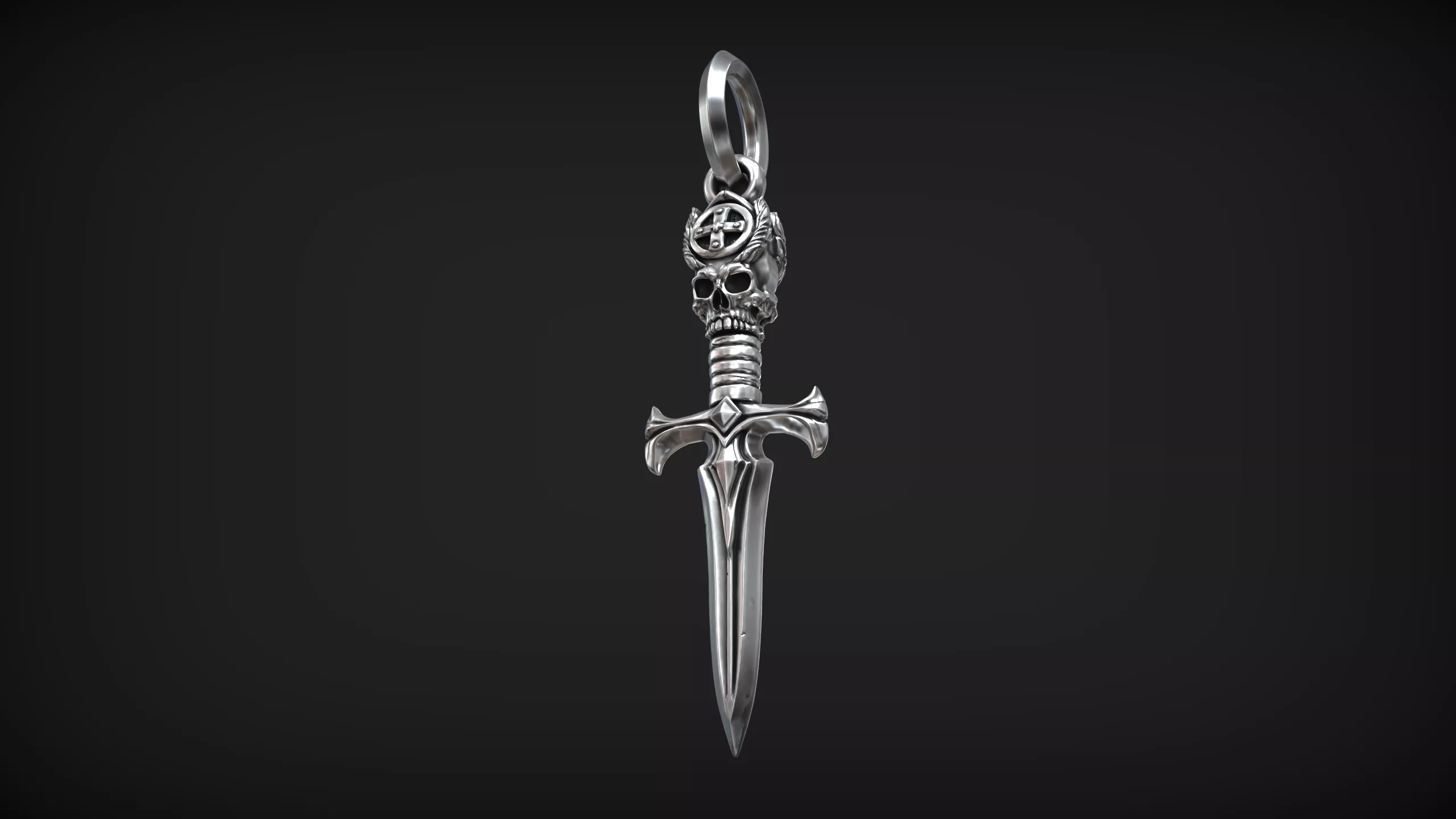 Skull Dagger Pendant Gothic Sword Medieval Talisman 3D print model