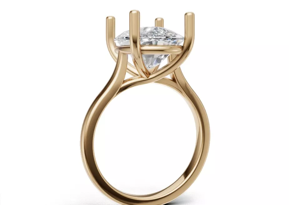 Cushion Cut Diamond Solitaire Ring Model 3D print model