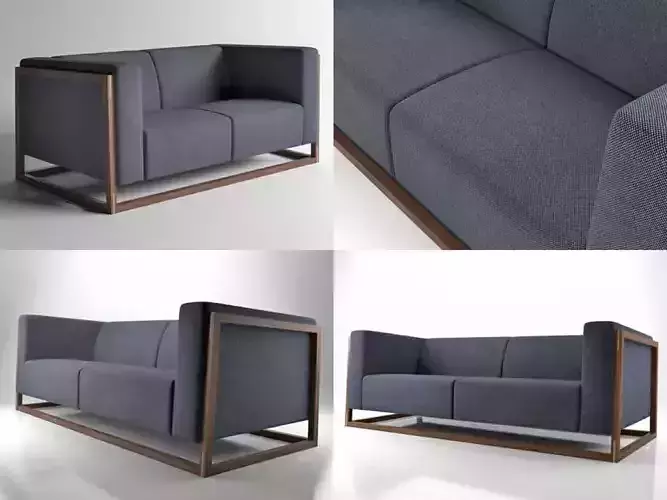 Curb four different sofas with wooden frames