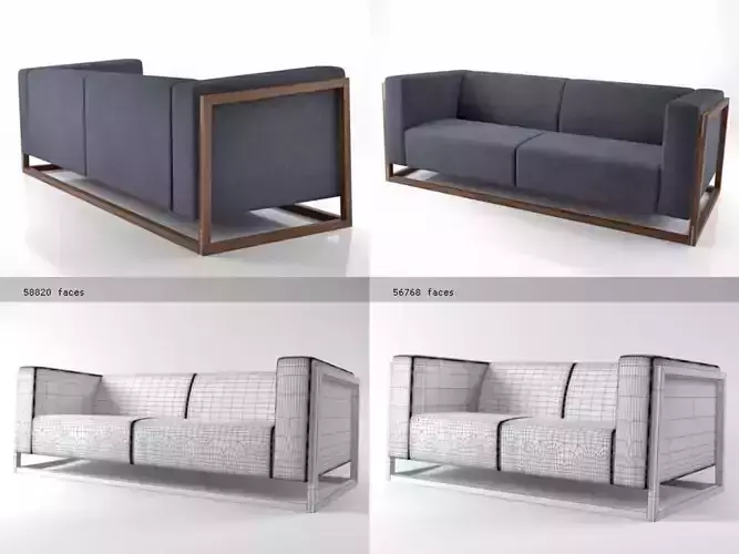 Curb four different sofas with wooden frames