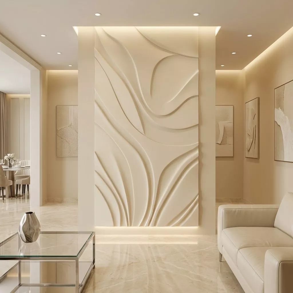 Modern Abstract Organic Wave Wall Panel Relief STL MAX FBX 3D model