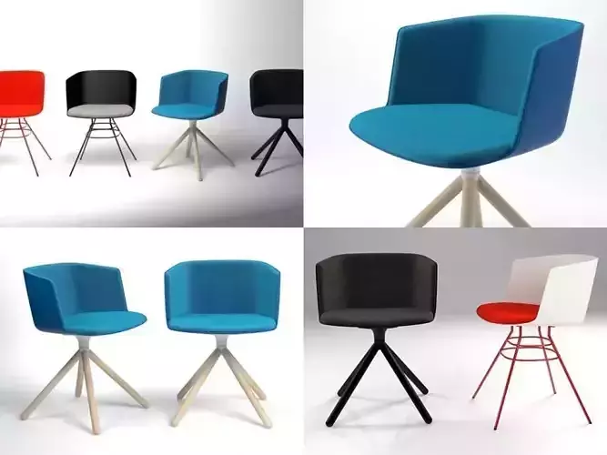 Cut four chairs 3D model