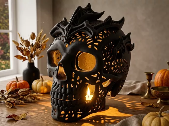 Halloween Gothic Skull Shadow Lamp LED Tealight STL