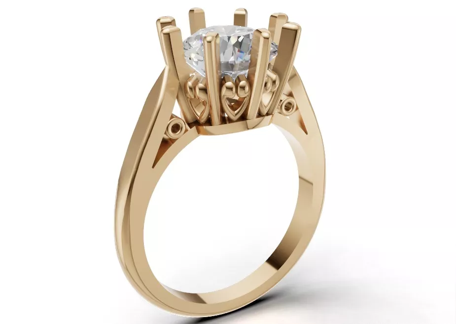 Round Diamond Halo Engagement Ring CAD Model 3D print model