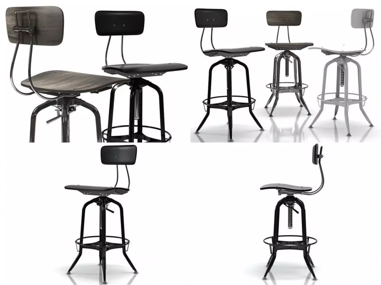 Vintage Toledo Bar Chair 3D model_0