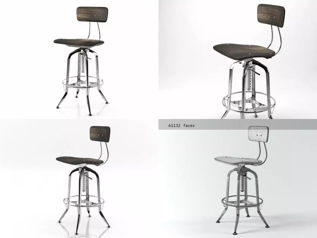 Vintage Toledo Bar Chair 3D model_1