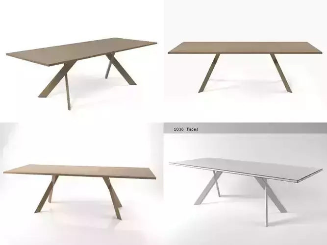 Torino four different tables with wooden legs 3D model