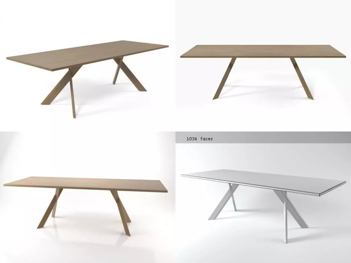 Torino four different tables with wooden legs 3D model_0