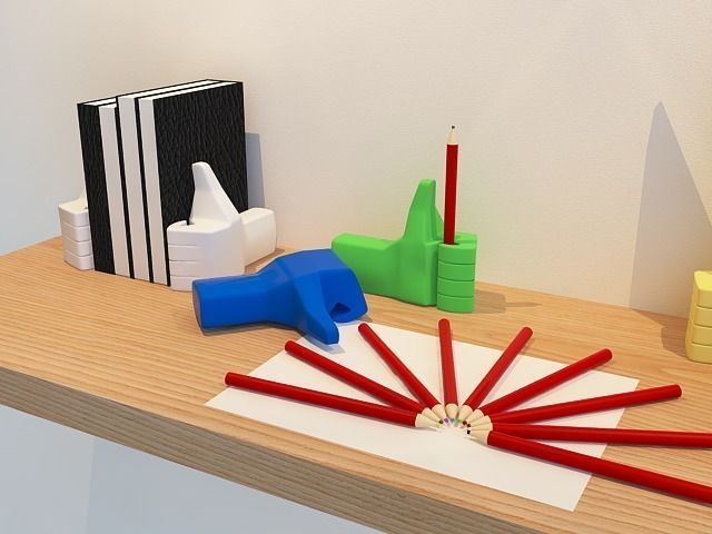 decoration book pencile mirror paper light Free 3D model