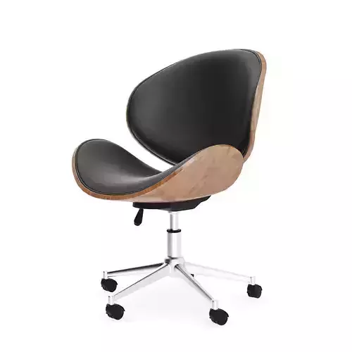 Wood and Leather Swivel Chair