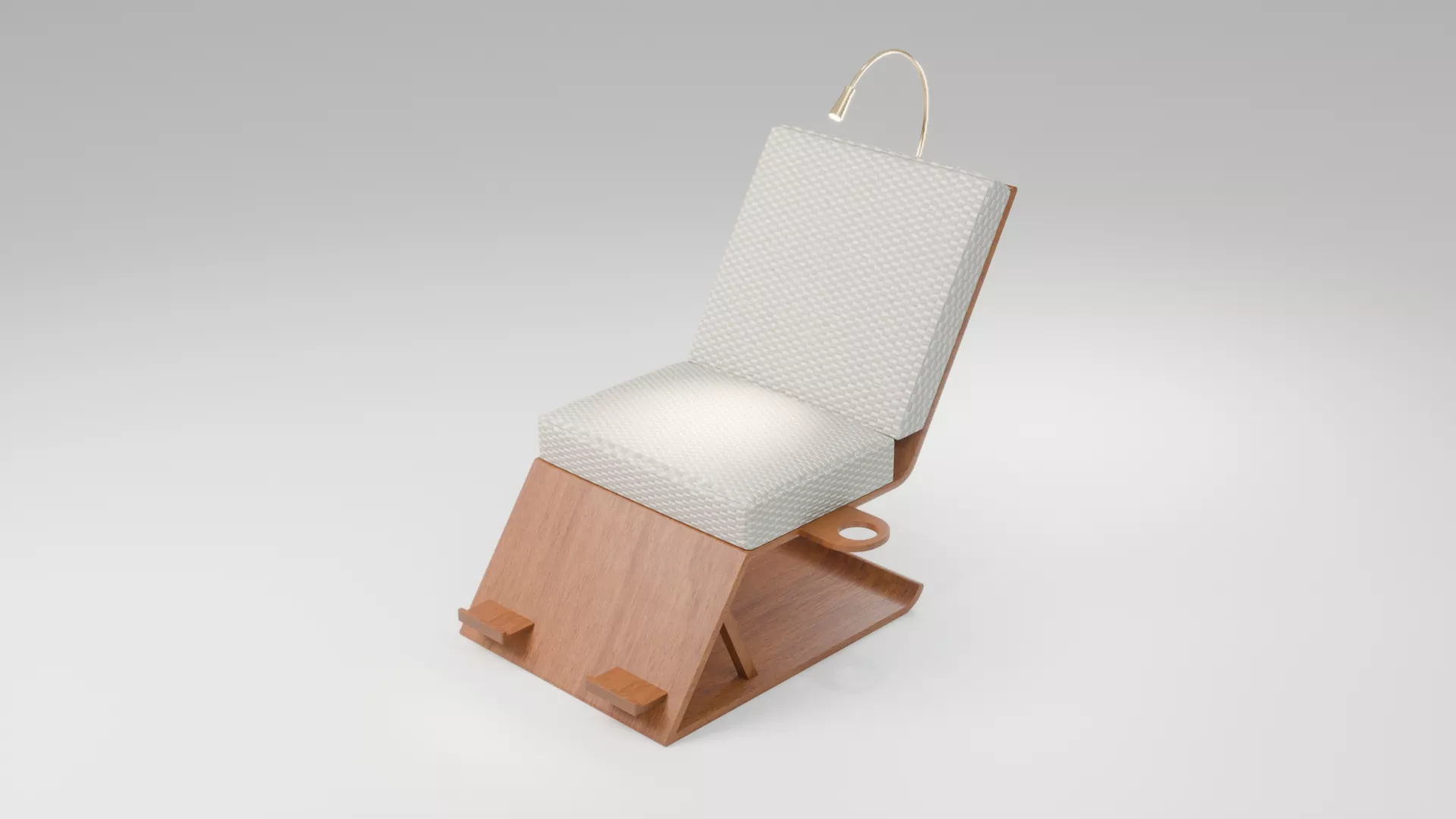 Modern Wooden Lounge Reading Chair with Integrated Lamp 3D model