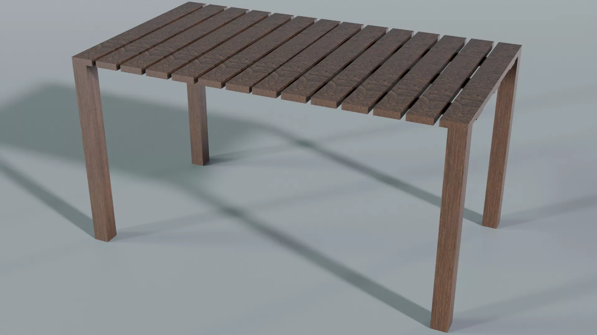 Modern Wooden Slatted Outdoor Table 3D Model Low-poly 3D model
