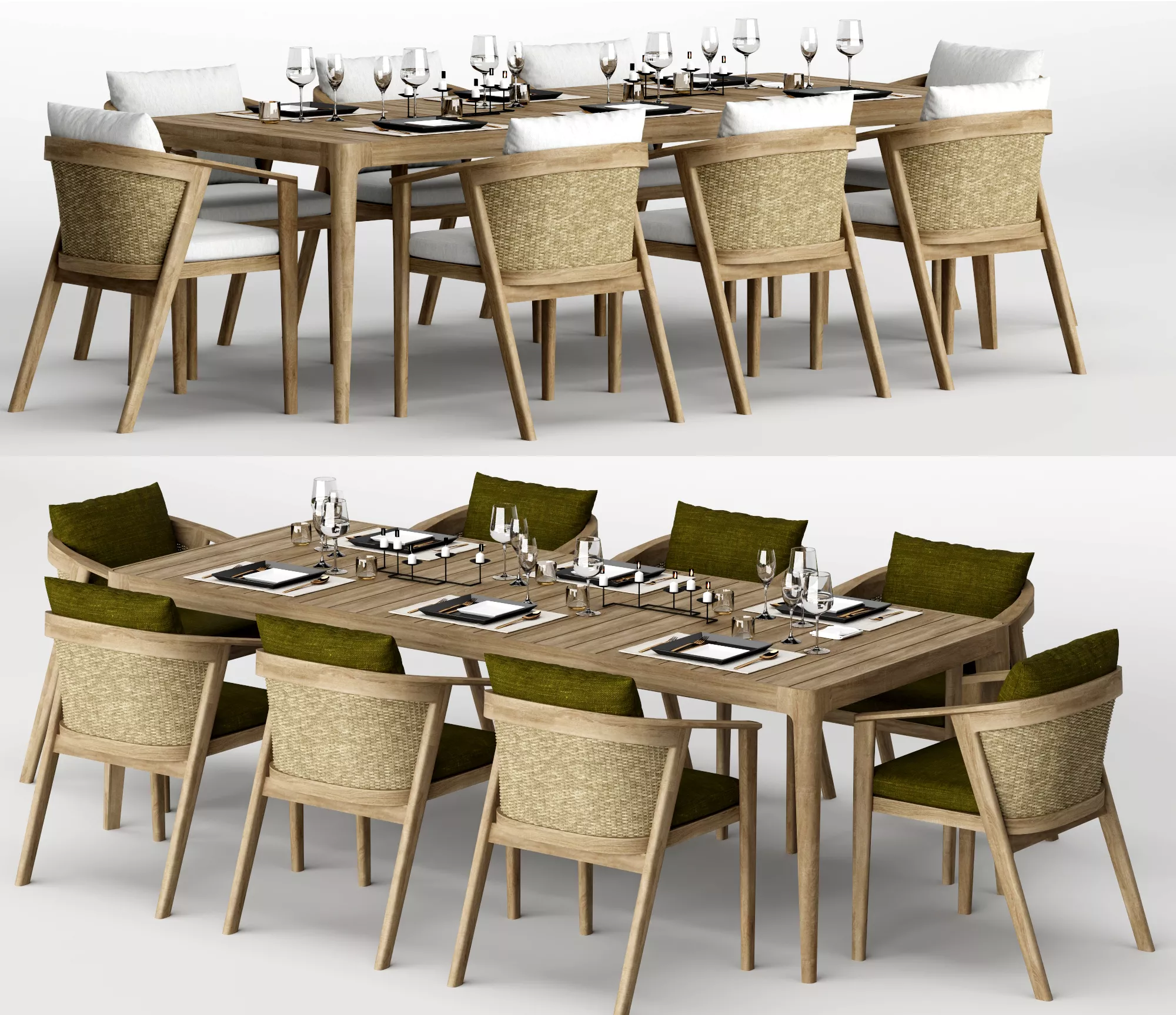 Wooden Outdoor Dining Set 3D model