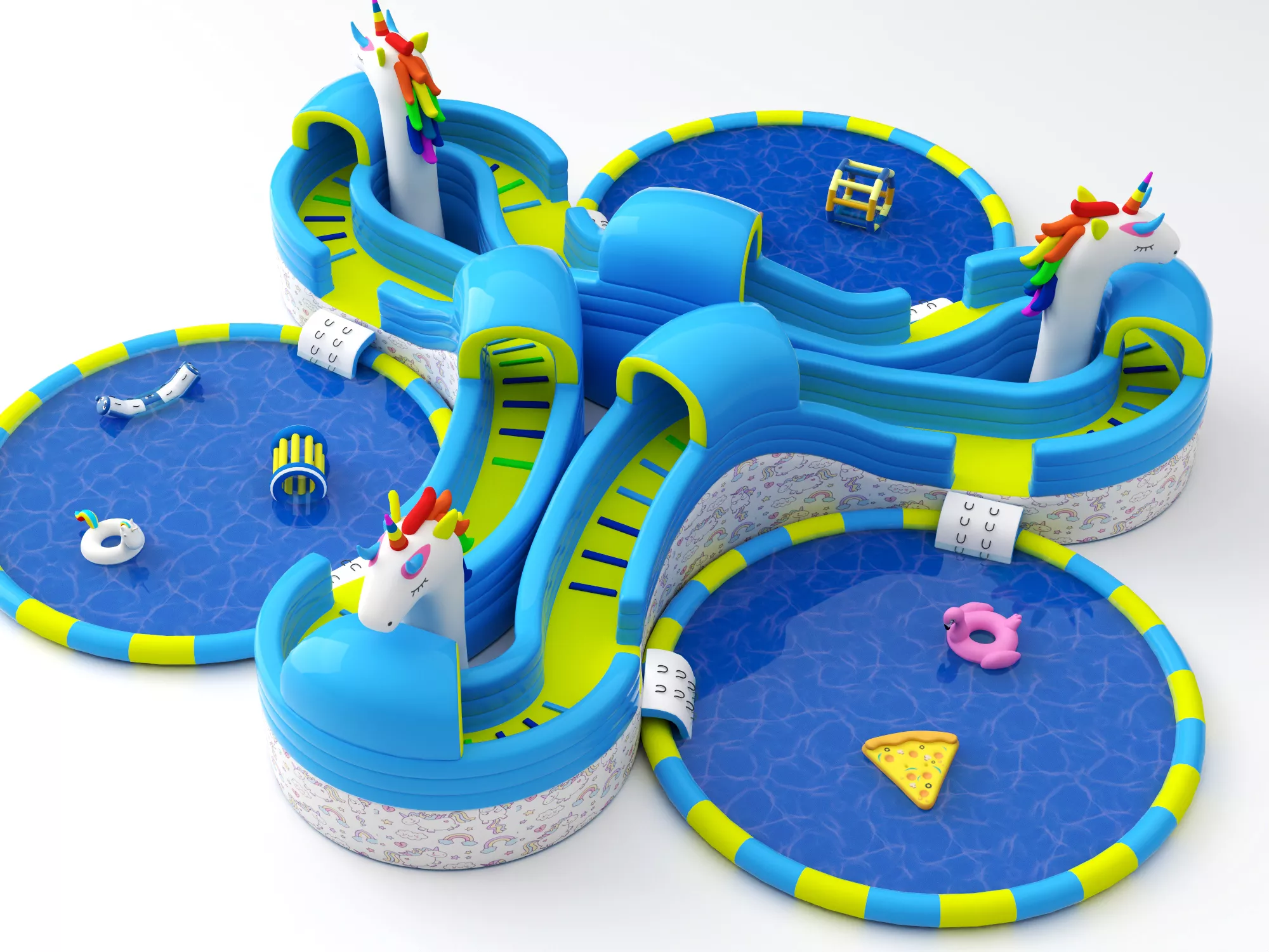 Unicorn Inflatable Water Park Set 3D model