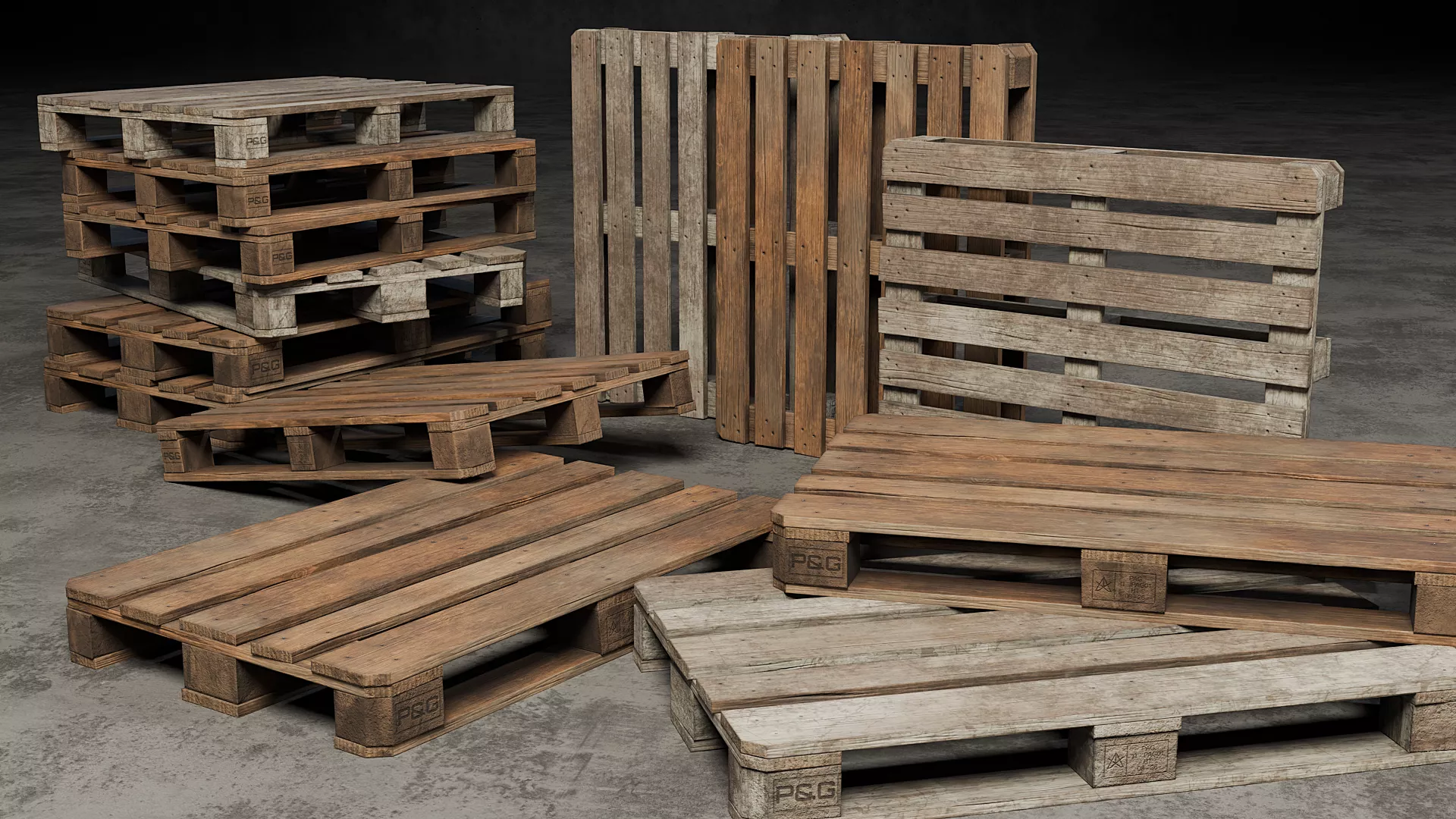 Realistic Wooden Pallets 3D model