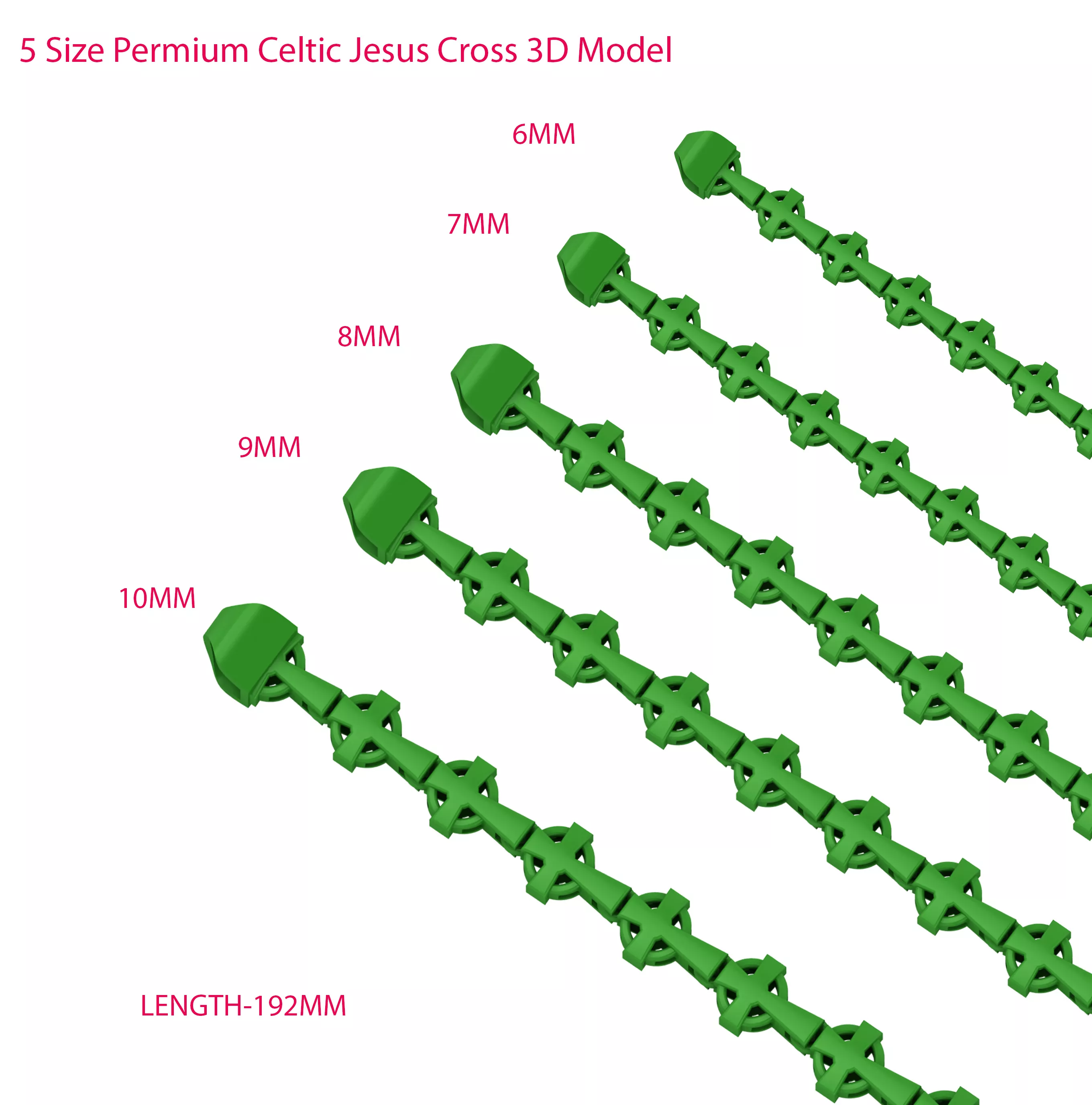 5 Size Permium Celtic Jesus Cross 3D Model 3D print model