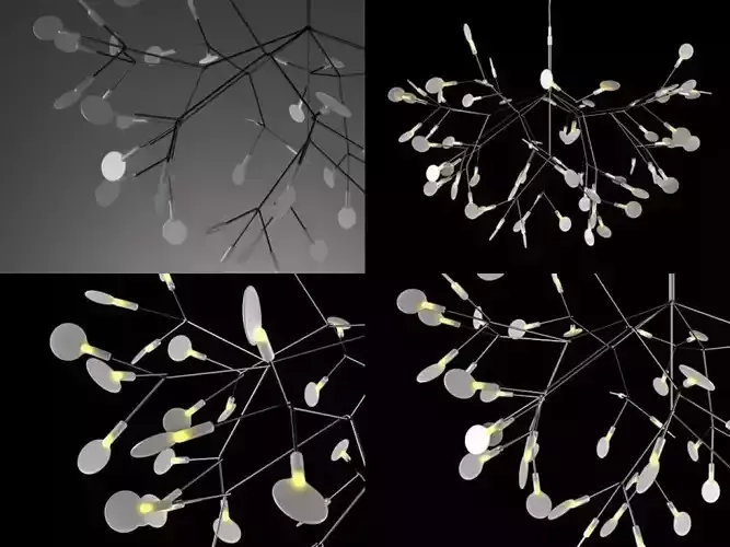 Heracleum chandelier with branches hanging from it