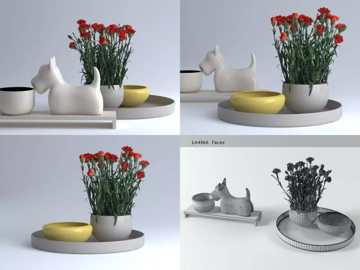 Carnations 01 3D model_1