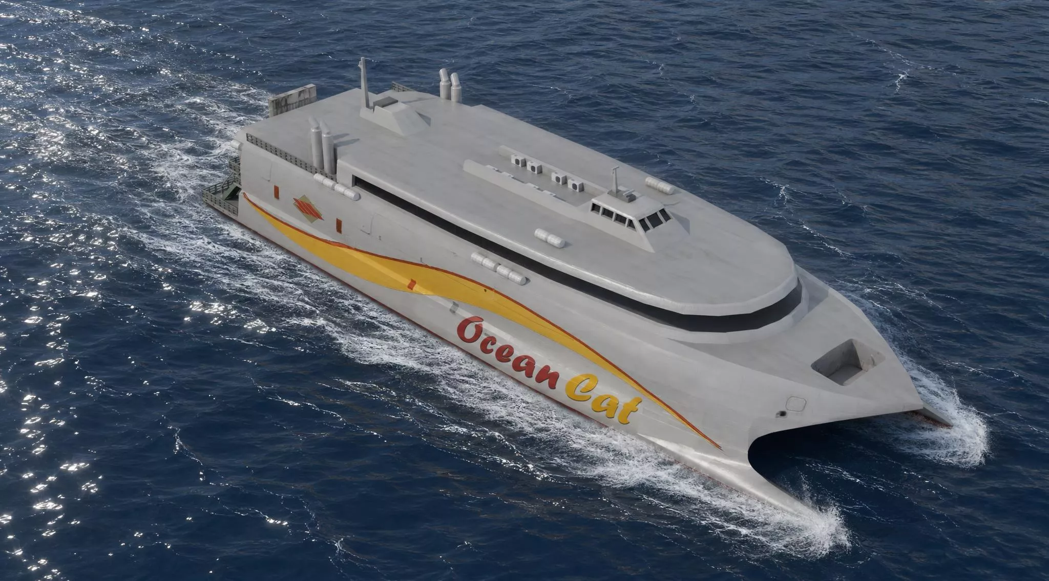 Sea Cat Catamaran Ferry Game Ready 3D model