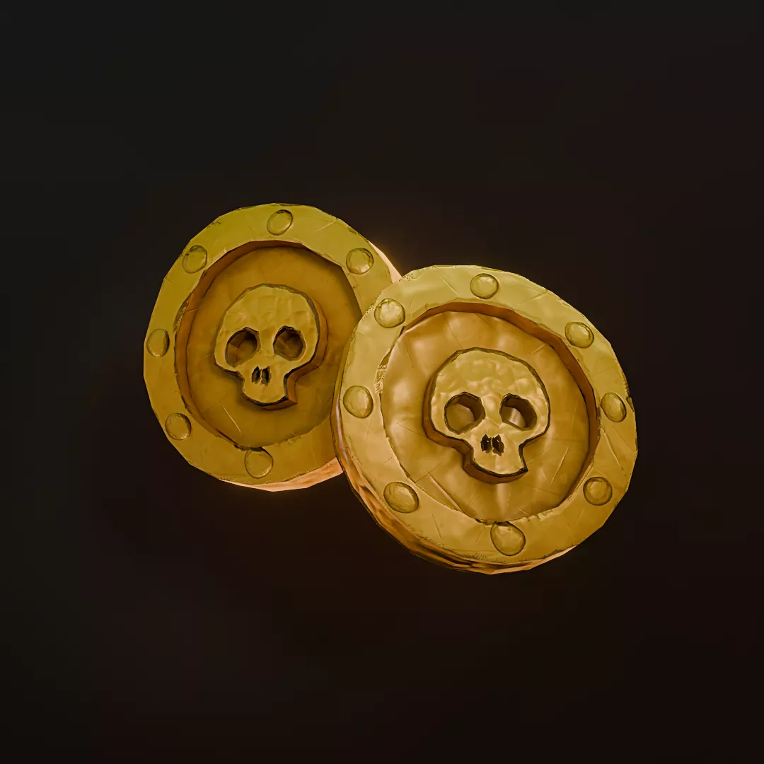 Pirate Coin Game Ready Free low-poly 3D model