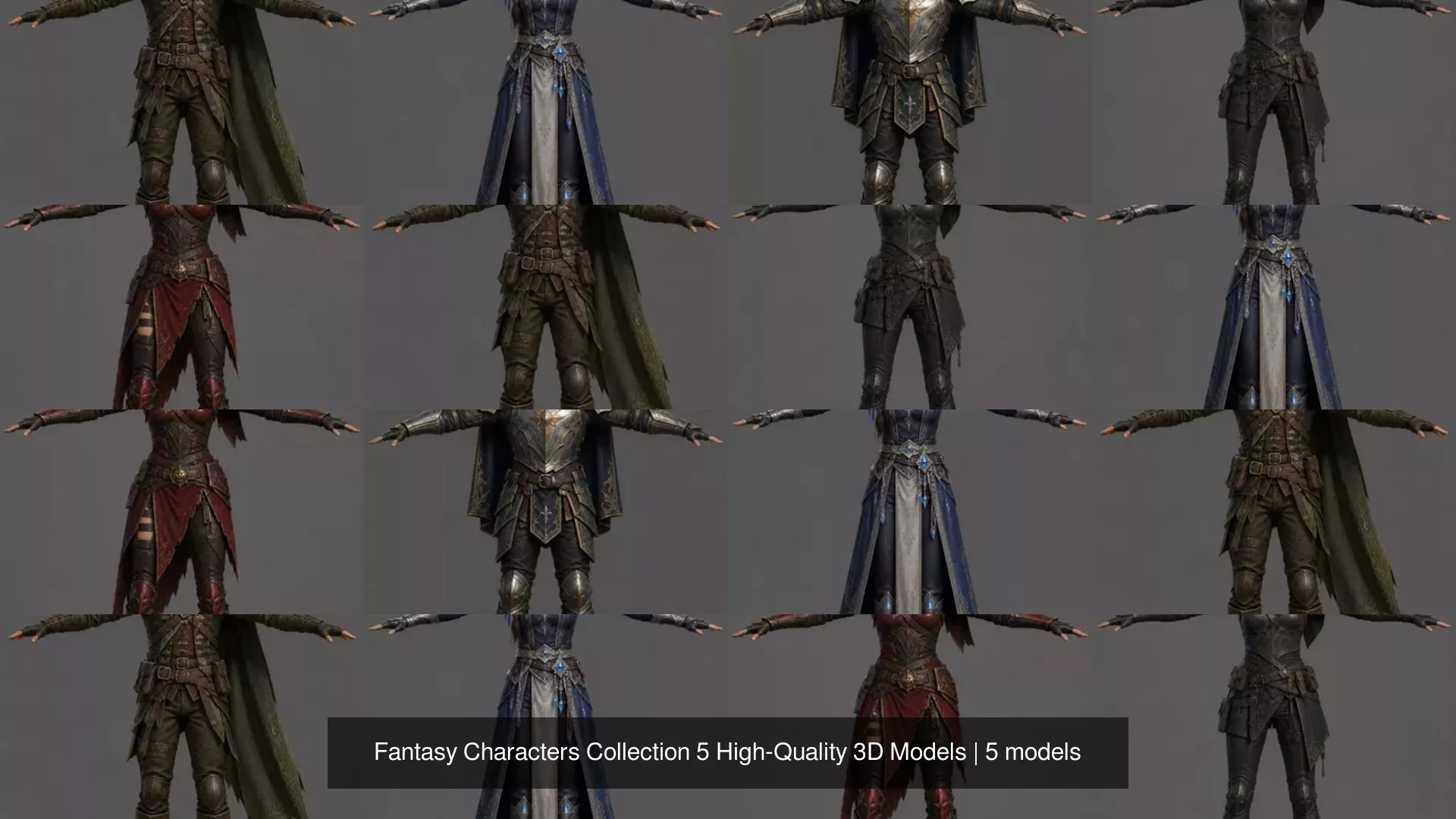 Fantasy Characters Collection 5 High-Quality 3D Models 3D Model Pack