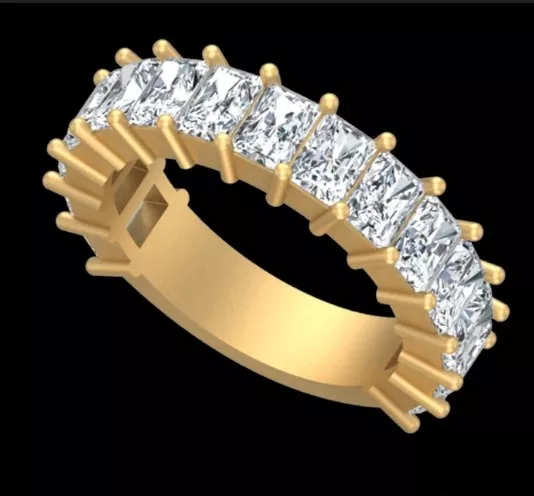 Radiant Cut Diamond Half Eternity Band Free 3D print model