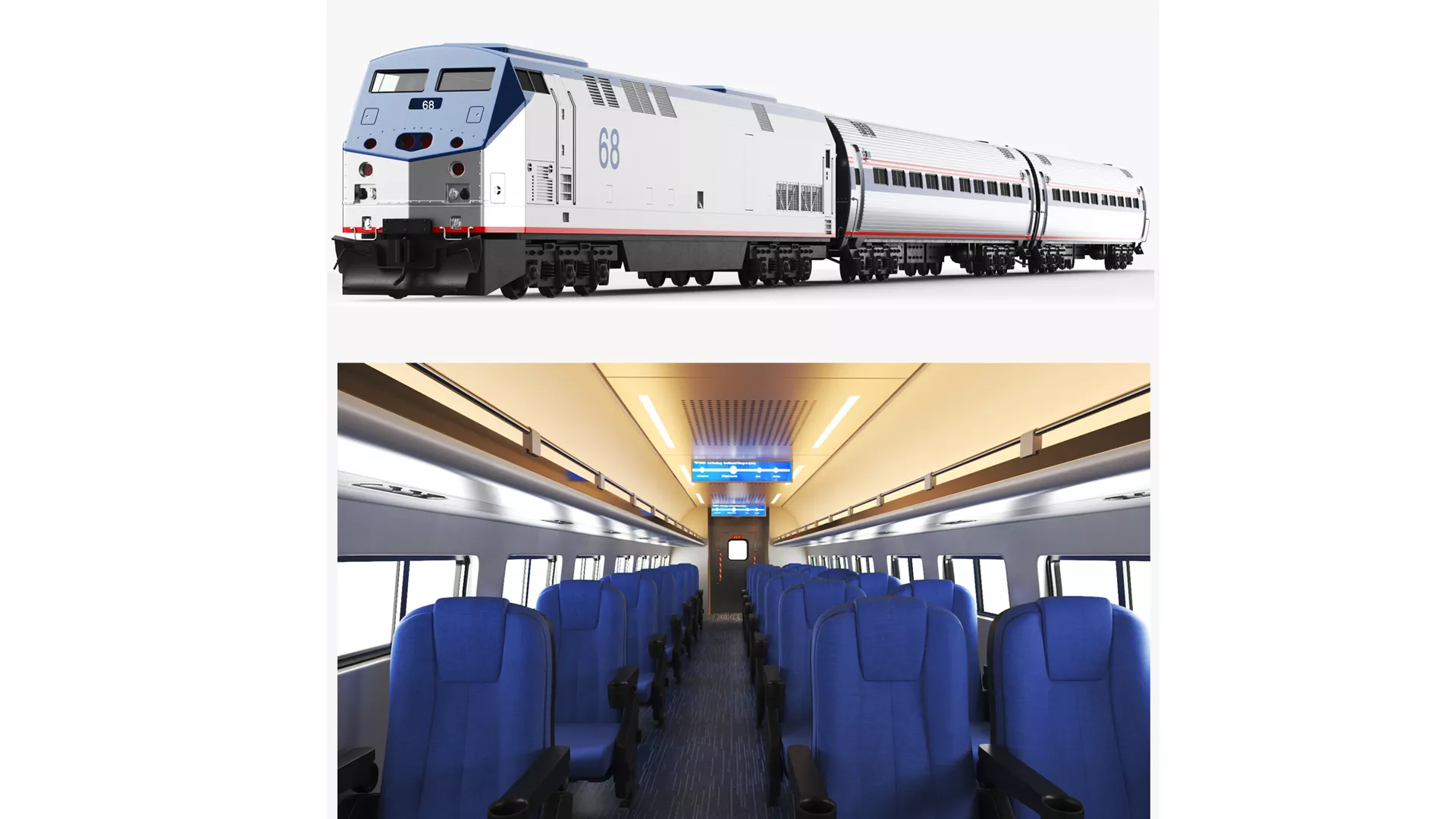 Full Diesel Train With Interior 3D model