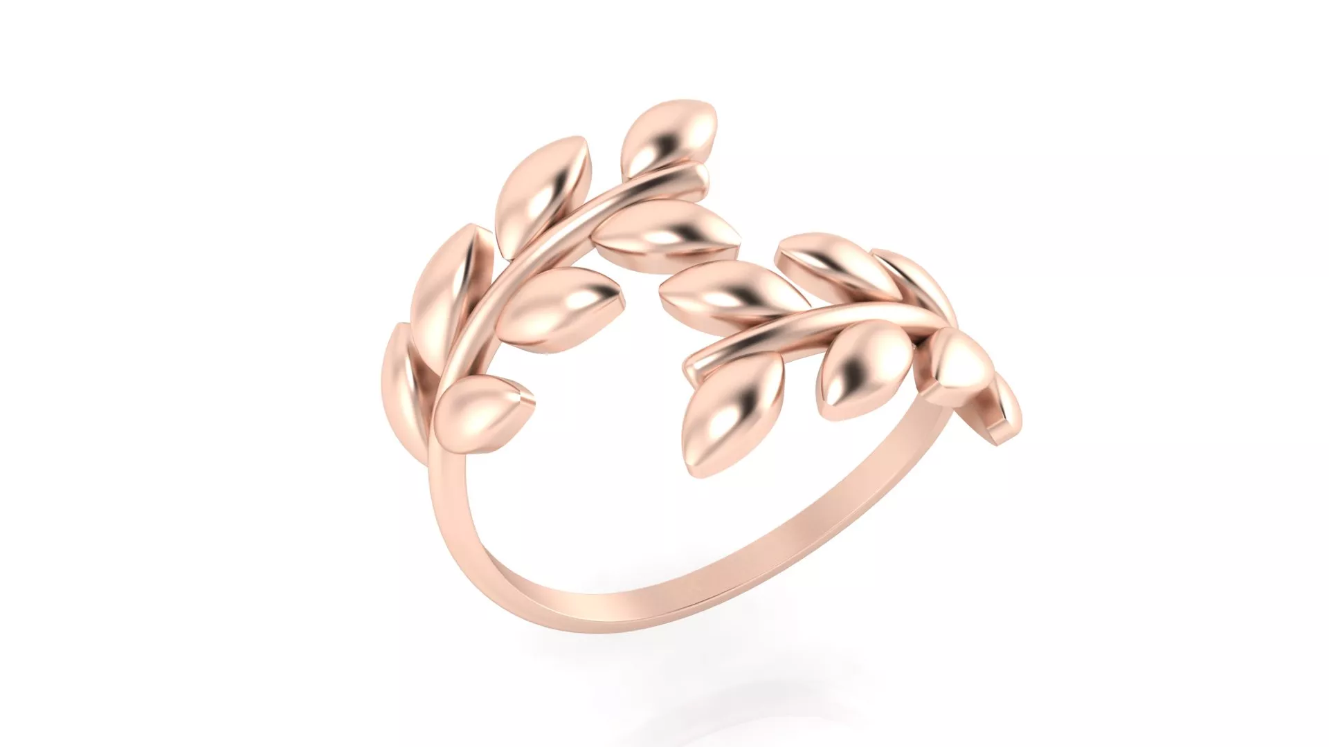 Rose Gold Laurel Olive Leaf Branch Open Bypass Statement Ring 3D print model