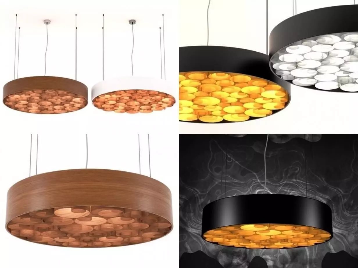 Spiro wooden pendant lamp lights 3D model_0