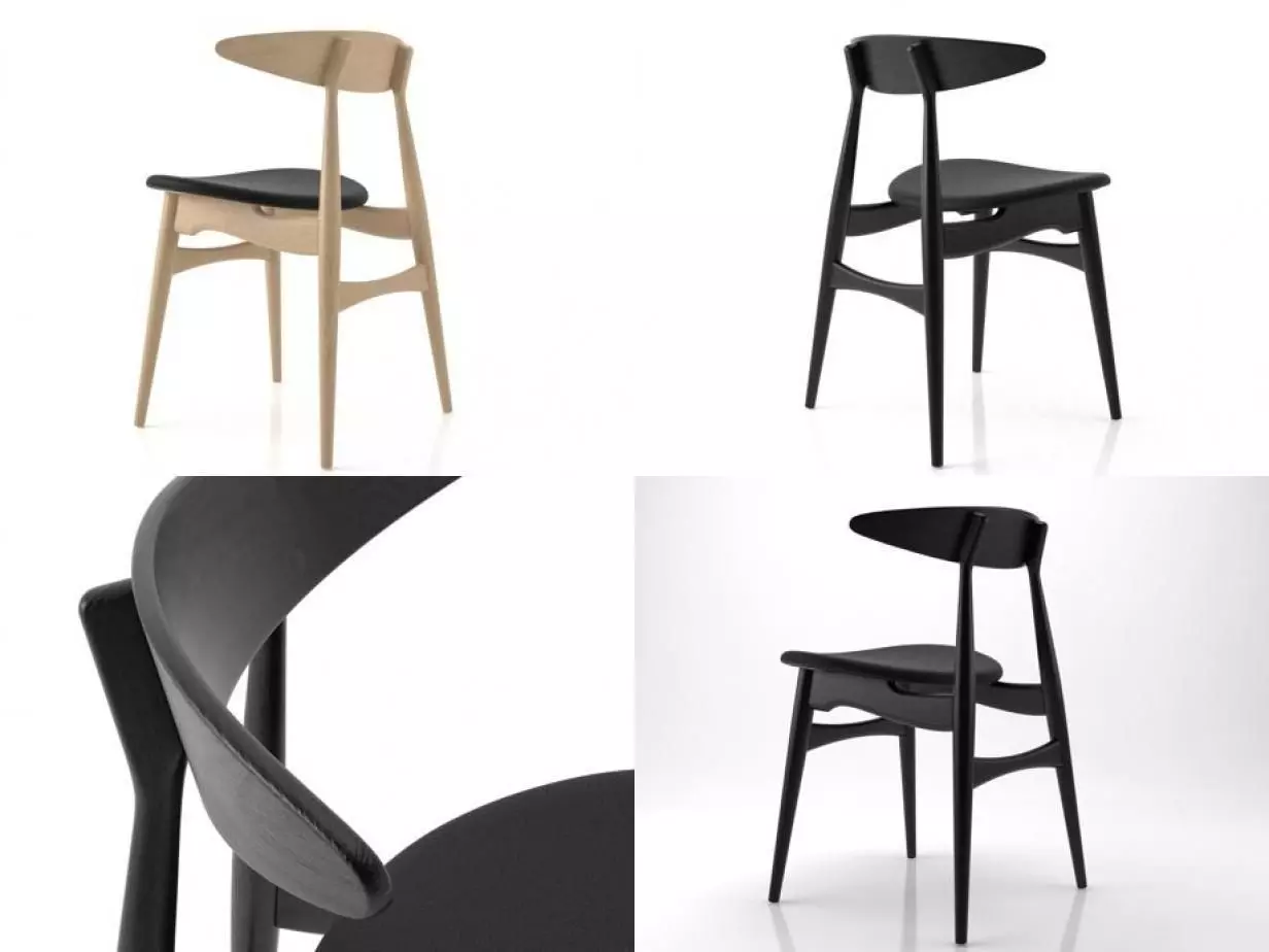 CH33 person dining chair 3D model_1