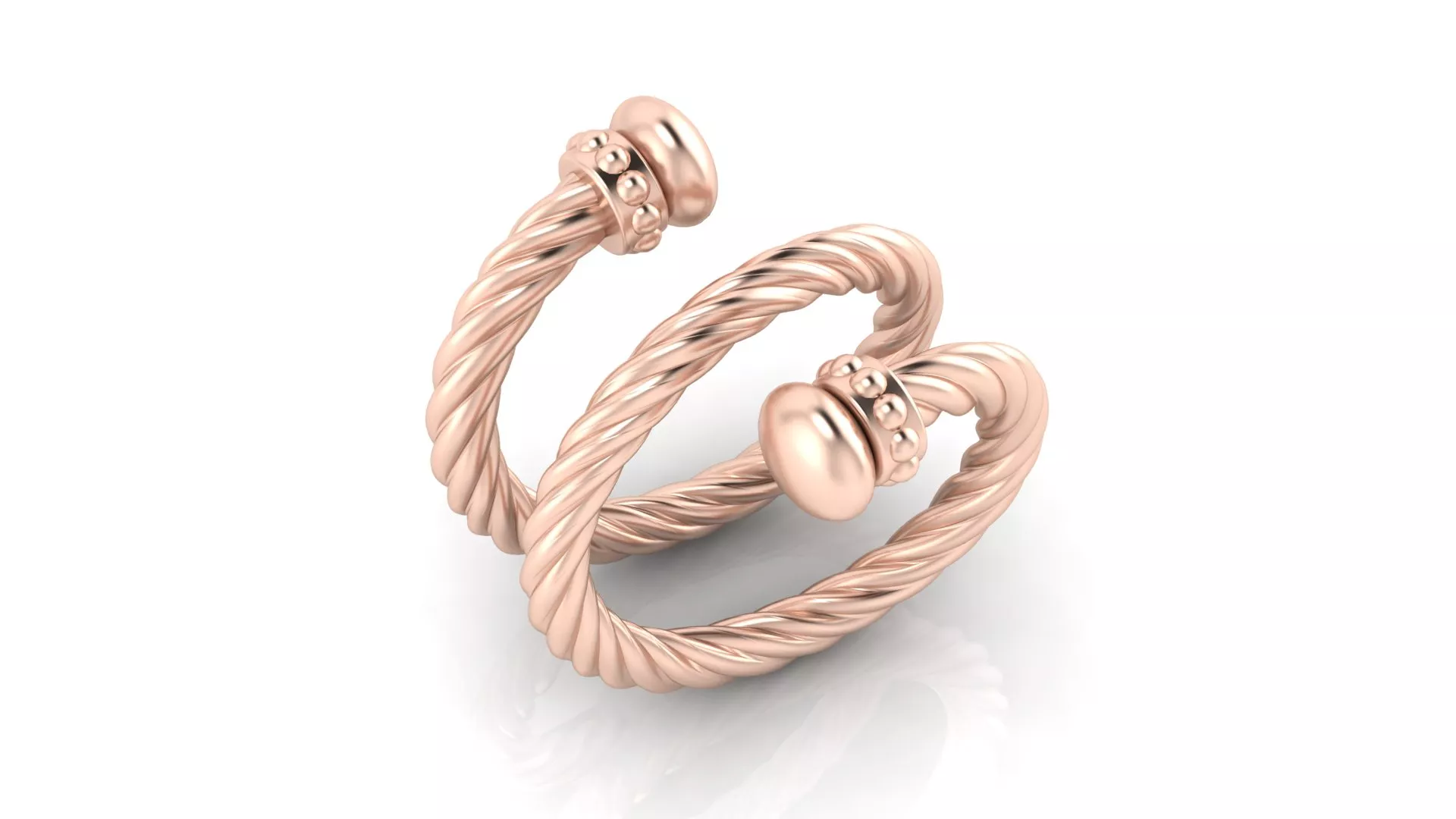 Rose Gold Spiral Coil Twisted Cable Finial Ring Print Model 3D print model