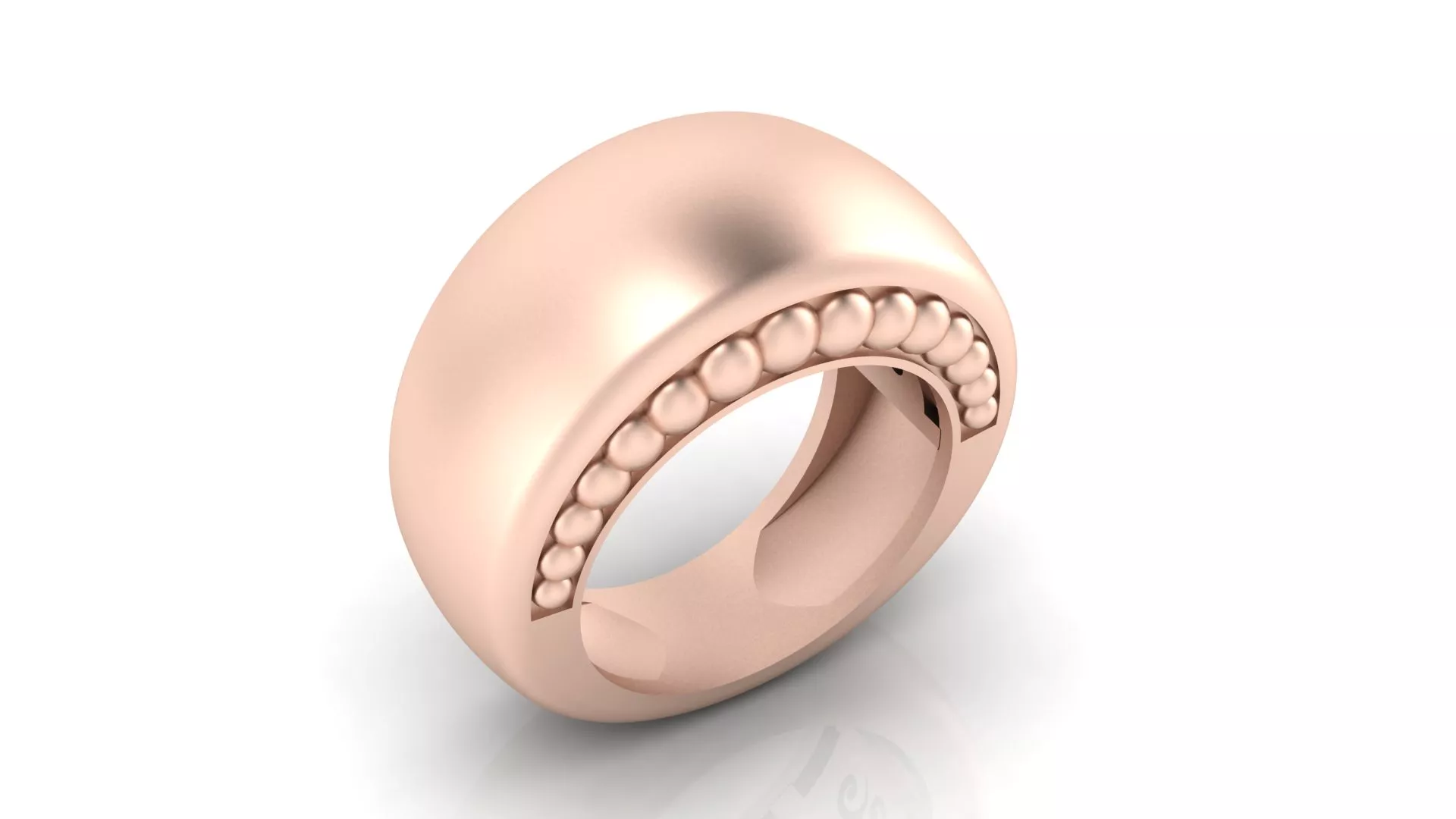 Rose Gold Chunky Wide Dome Beaded Band Ring 3D print model