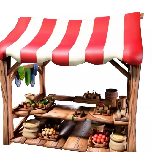 Low Poly Medieval Market Stall 3D model