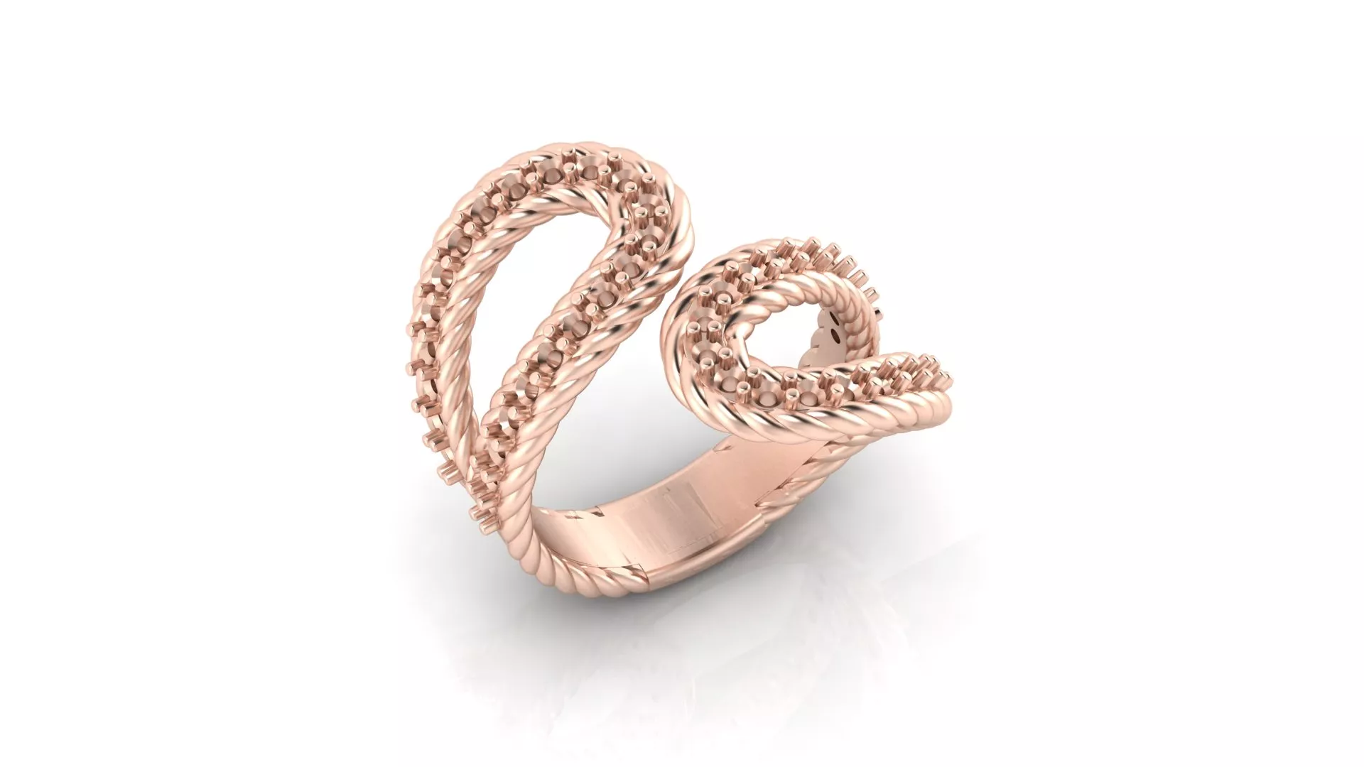 Rose Gold Twisted Cable Rope Bypass Swirl Ring 3D print model