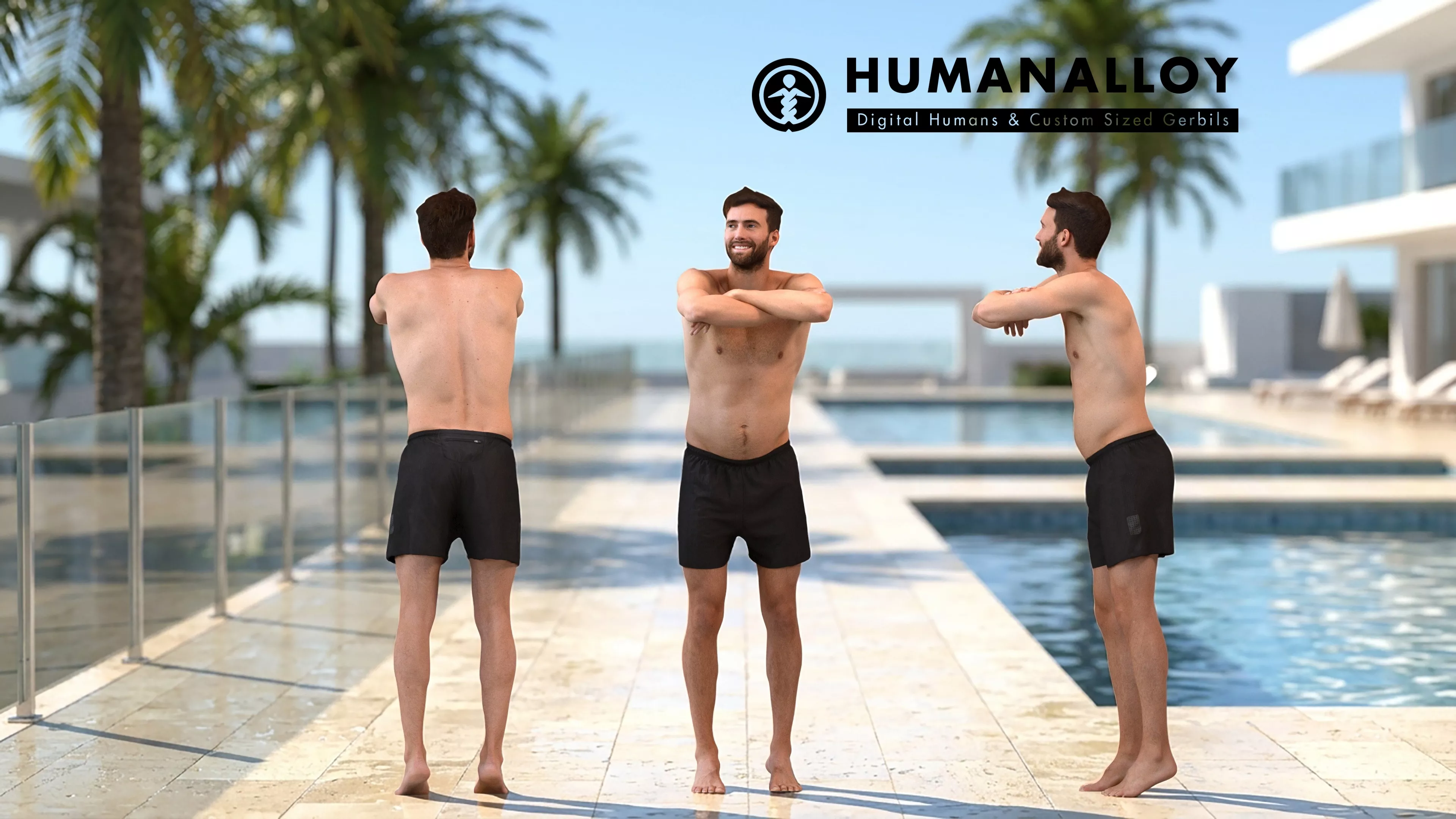 Adult Caucasian man exercising outdoors in summer athletic wear 3D model