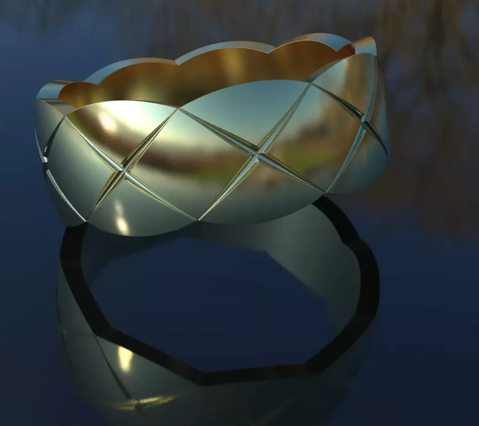 CHANEL Quilted Faceted Band Ring all size free in request 3D print model