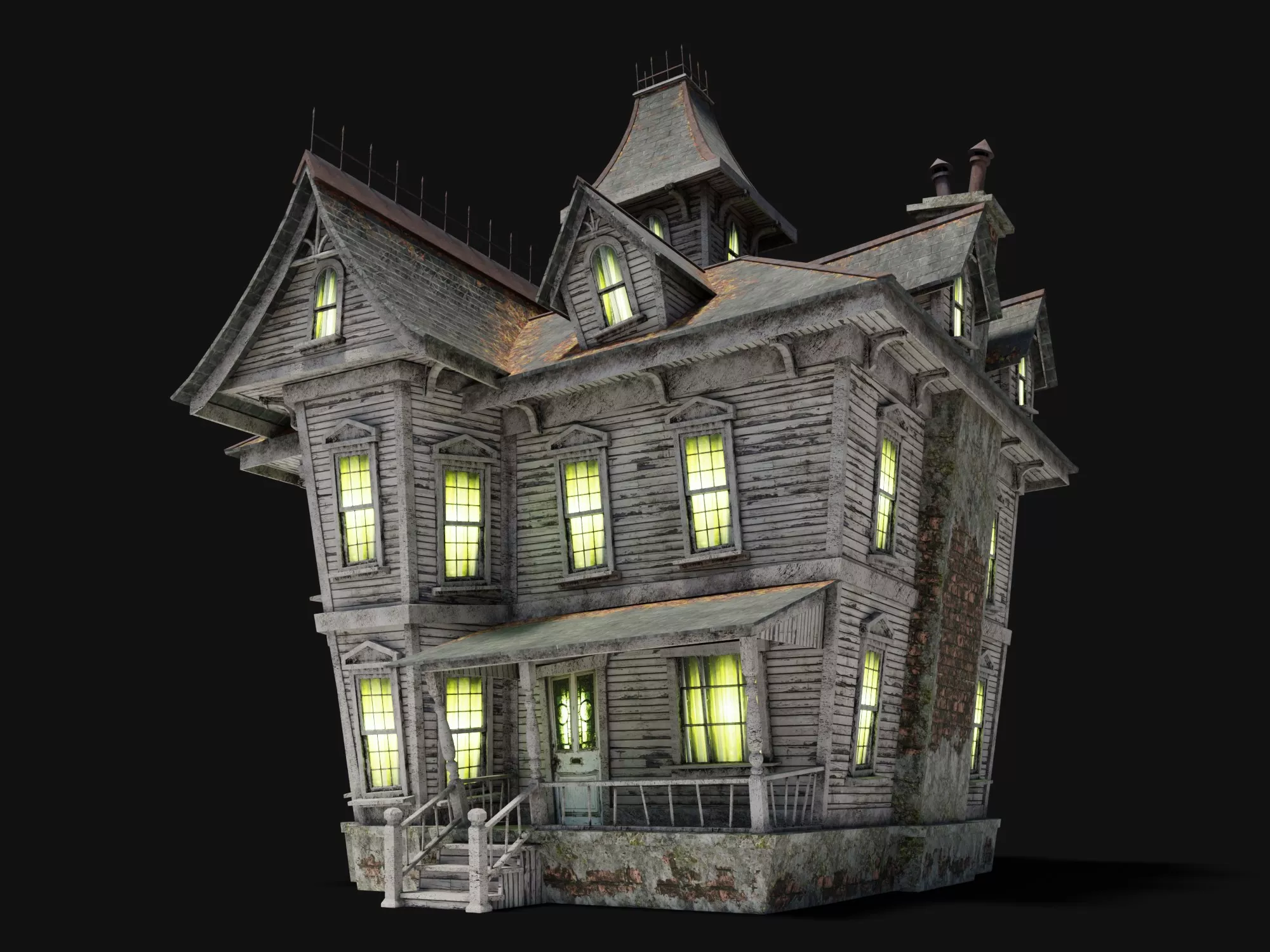 Crooked Old Haunted House Low-poly 3D model