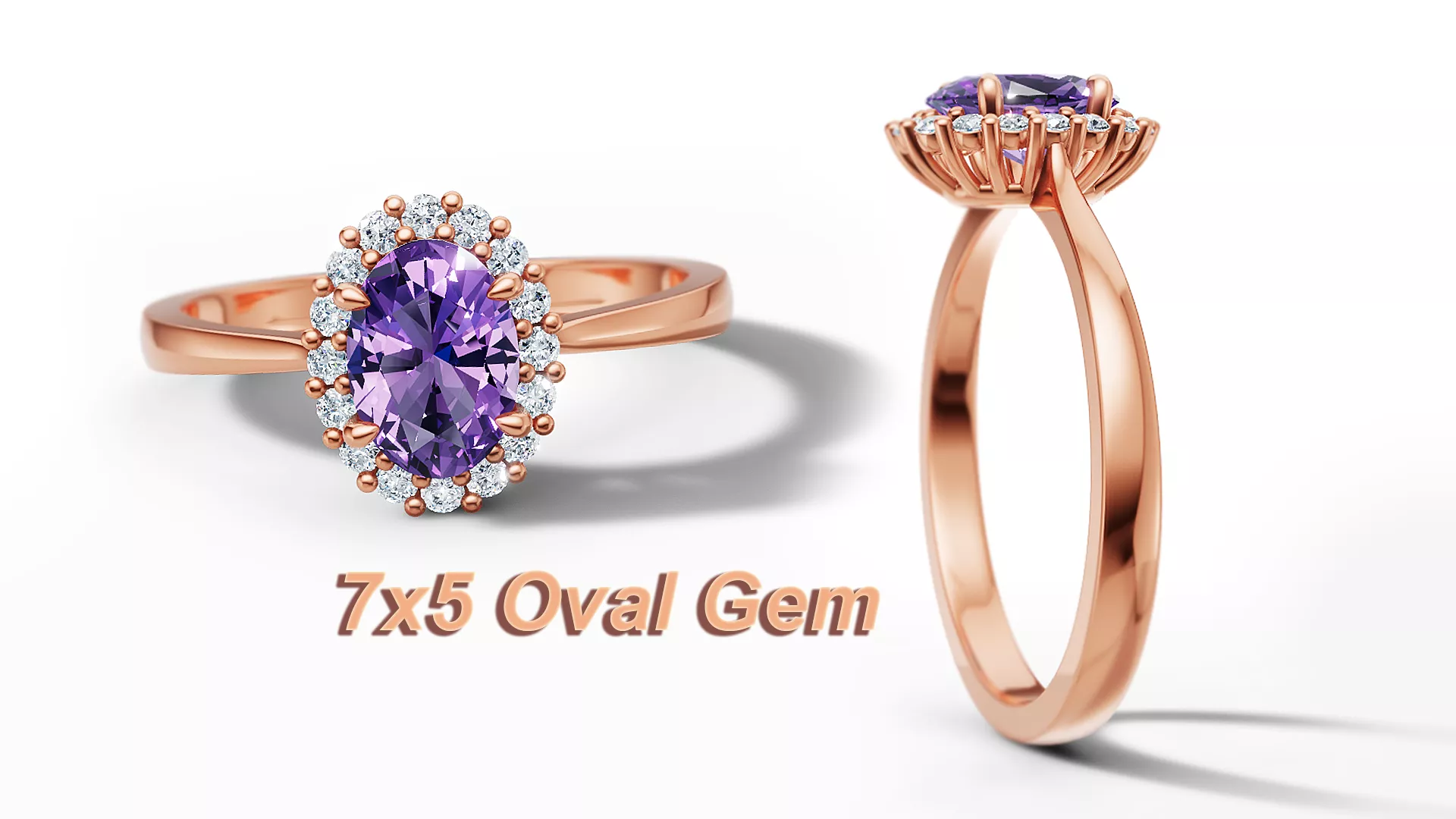 Diana Classic Ring Engagement Solitaire Ring 7x5 Oval 3D print model