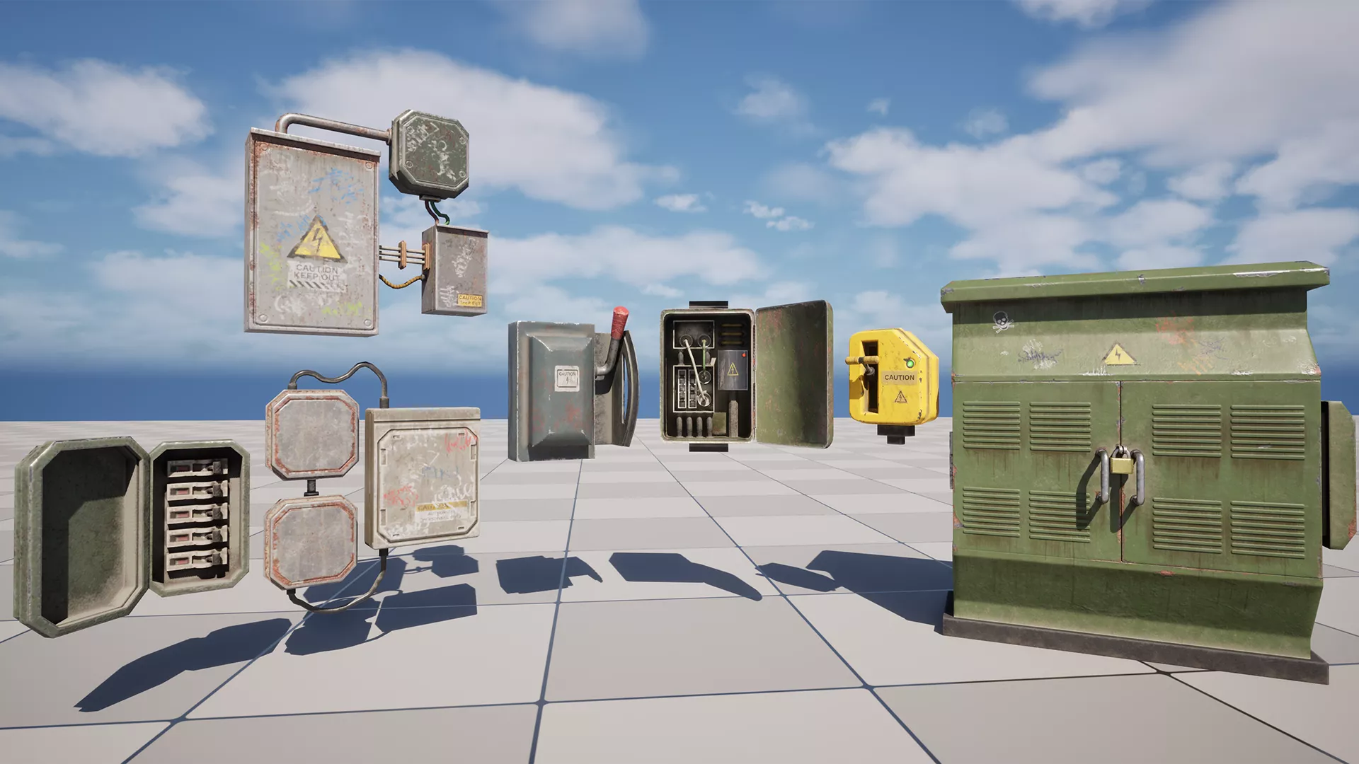 Animated Electrical Boxes and Switches Pack Low-poly 3D model